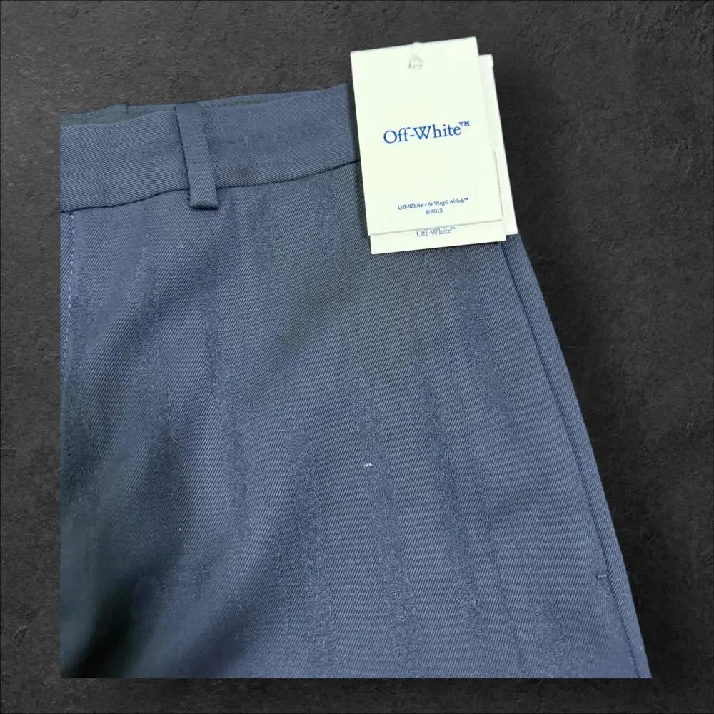 OFF-White C/o Virgil Abloh Shibori Jacq Slim Pant Sierra Leone Navy Blue Size 46